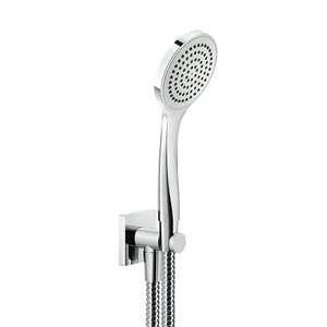 59123.031 Rilievo shower set in chrome composed by 1/2" connection water outlet, shower hook, 1,50 m flexible hose and antilimestone handshower