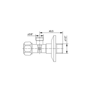 Angle valve 413012I 1/2x3/8 with rosette 2 pcs.