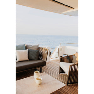 Bitta Lounge Chair in Jasmine Bela Ropes 431 and Lagoon Laminate 249