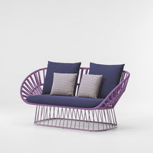 Load image into Gallery viewer, Cala two seater sofa in Silver Leaf Bela Ropes 421 &amp; Tuff Aluminum 103
