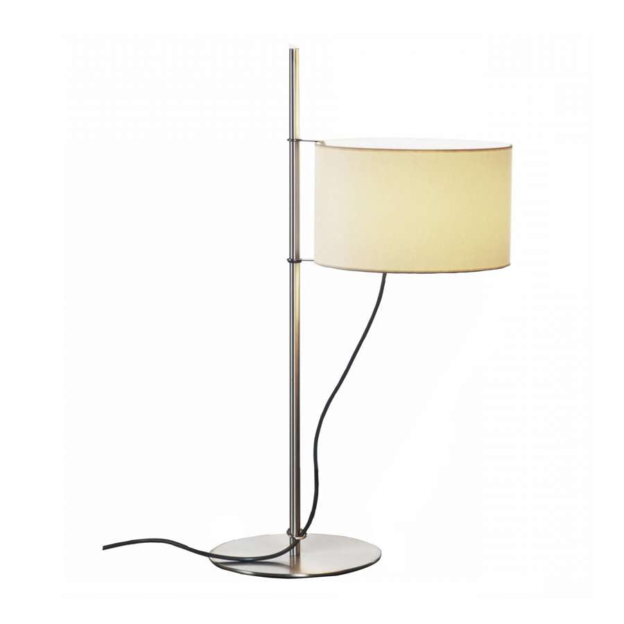 TMD TMDTA01 Table Lamp Frame Satin nickel structure, Lampshade white linen, with LED bulb 4,5 W & ajustable lampshade, UKA01 UK plug