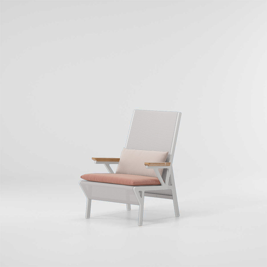 Vieques Clubchair in Lace Coral Porotex 528 and Bone Aluminum 678